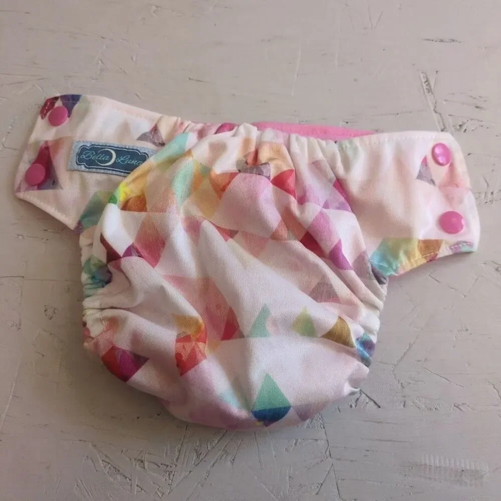 Bella Luna Pocket Cloth Diaper Small Geometric Diamonds Pink No Insert